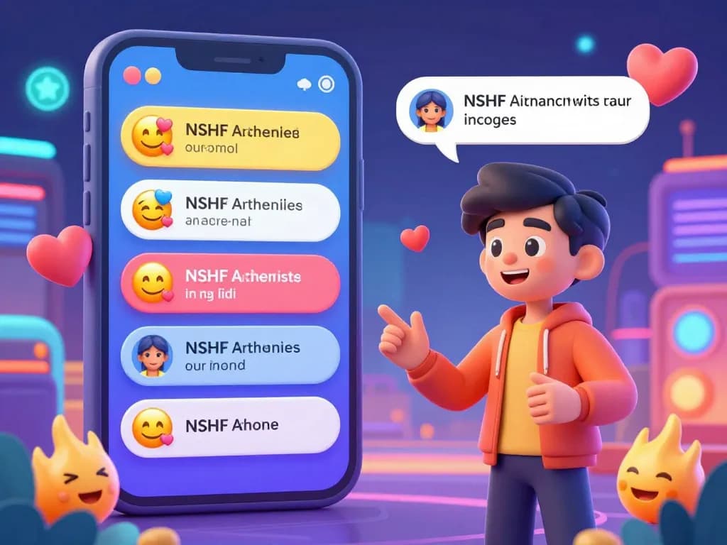 Dynamic NSFW AI chat scene with avatars and colorful digital interactions