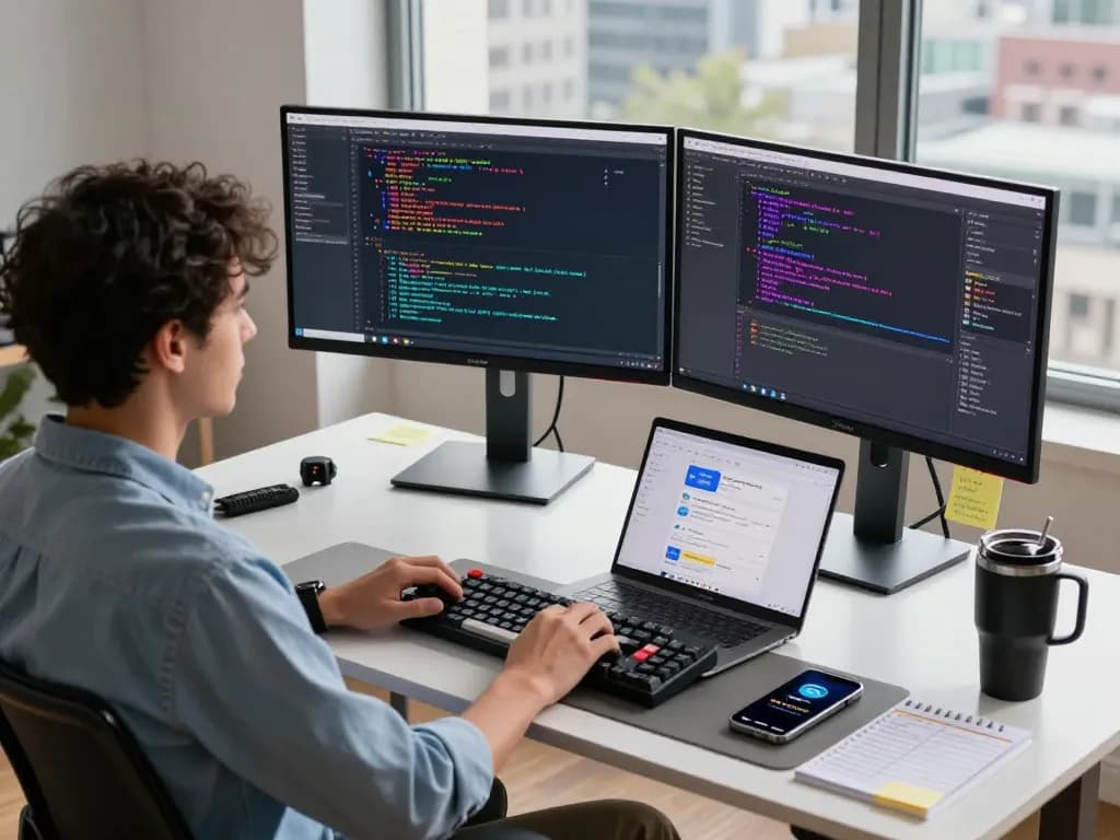 Clawd Bot in a modern software development workspace with advanced tech and messaging app integrations.