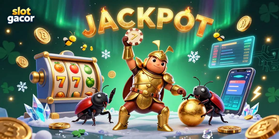 Memainkan slot gacor dengan suasana kemenangan dari ilustrasi 3D penuh warna dan detail.