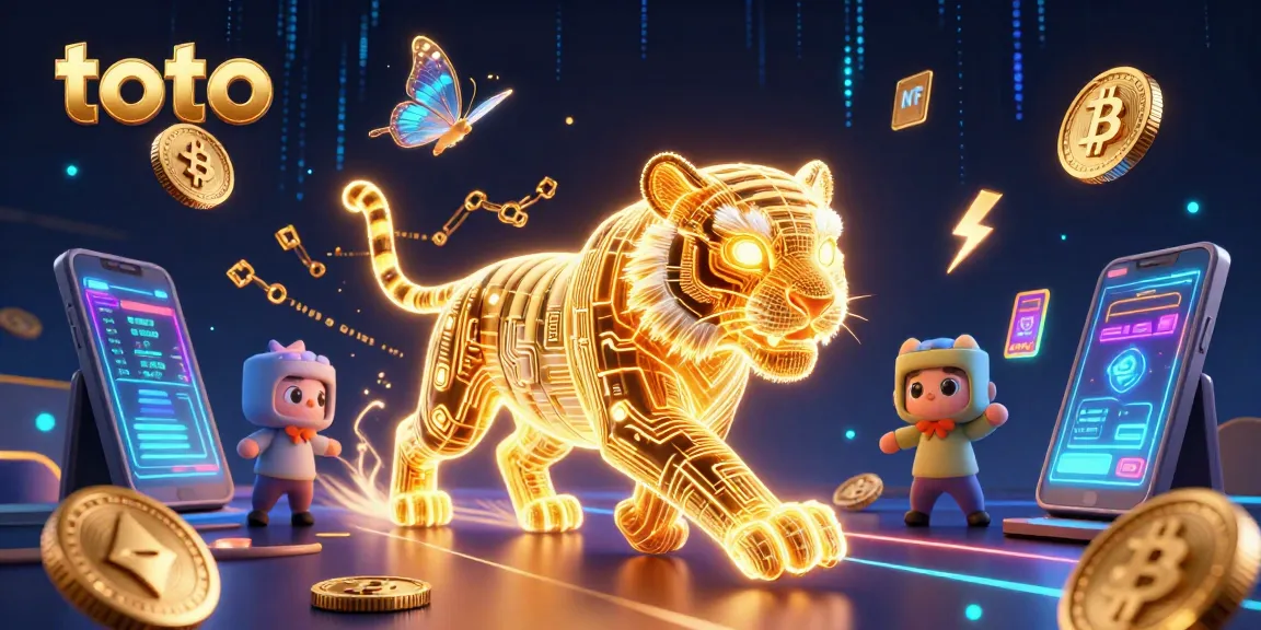 Menang dalam games toto dengan 3D ilustrasi slot dan simbol energik di kasino digital.