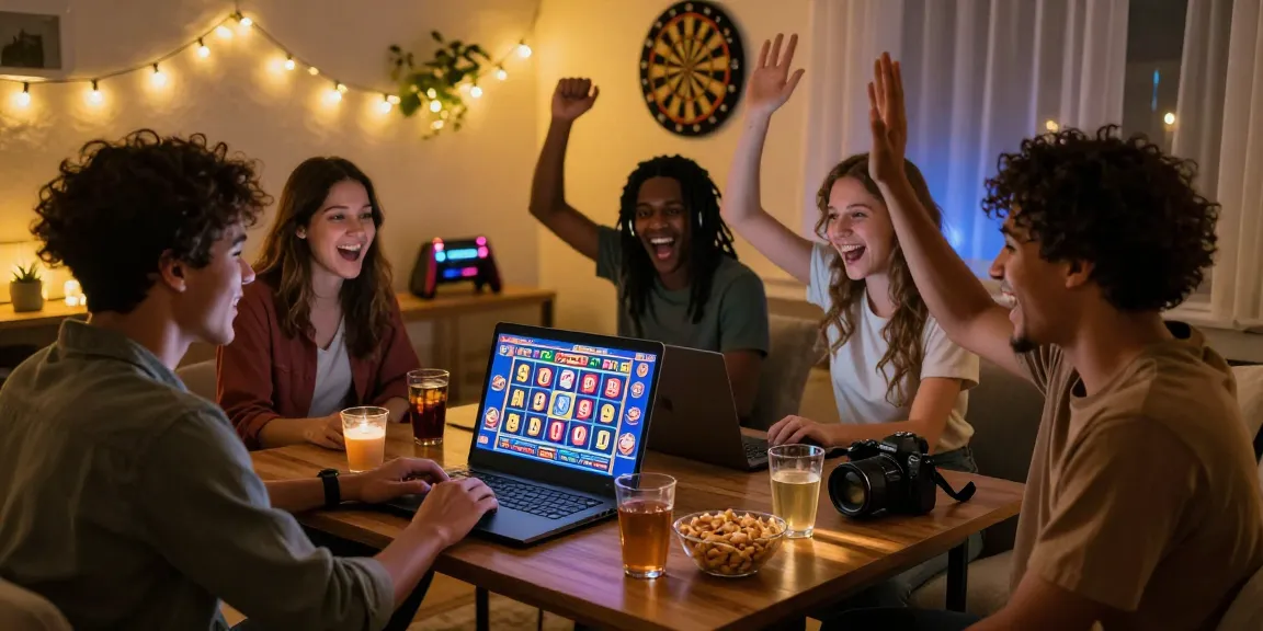 Exciting gaming moment featuring friends playing slot online with lively atmosphere and engaging visuals