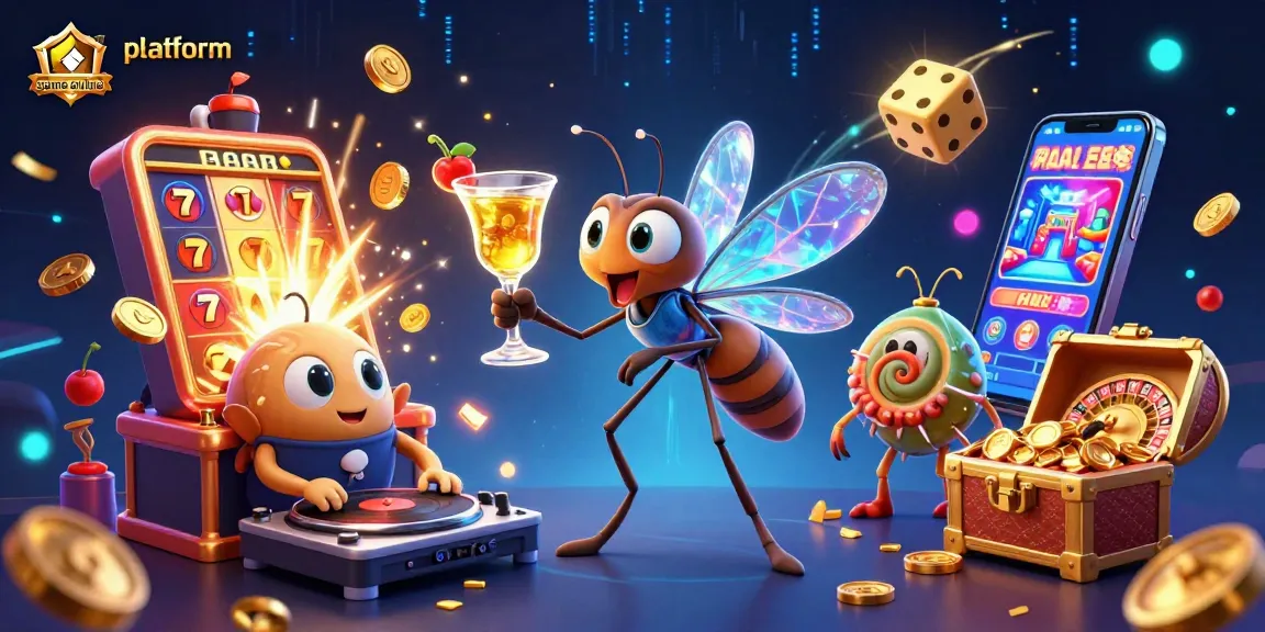 Play platform game online featuring a mosquito mascot with a cocktail, and a trilobite DJ.