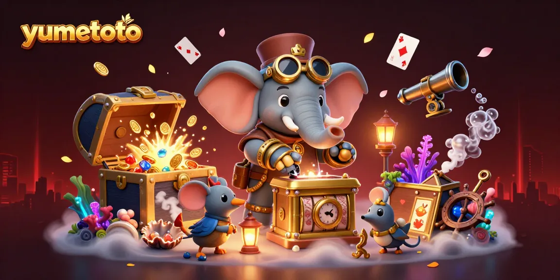 Play the exciting yumetoto slots with a steampunk theme, featuring vibrant gold coins and magical elements.