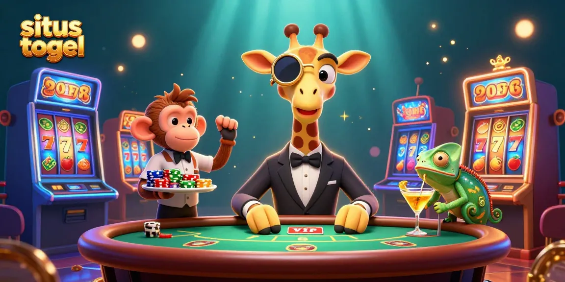 Engage with situs togel through exciting slot action featuring vibrant characters in a dynamic casino scene.