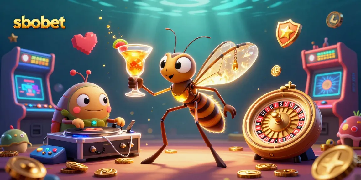 Engage with sbobet betting through dynamic 3D casino characters in a vibrant illustration.