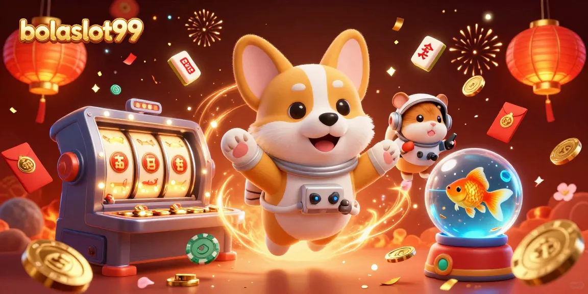 Experience excitement with bolaslot99 in a vibrant space casino scene featuring an astronaut corgi!