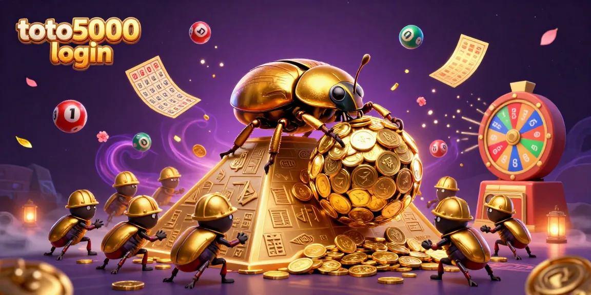 Engage in fun with the dynamic toto5000 login experience, featuring lottery elements and golden beetles.