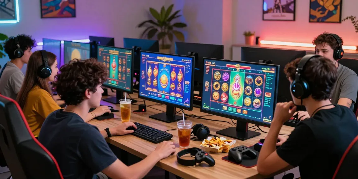 Pengalaman seru bermain slot online di NAGAHITAM303 dengan suasana penuh keceriaan dan dekorasi permainan menarik.