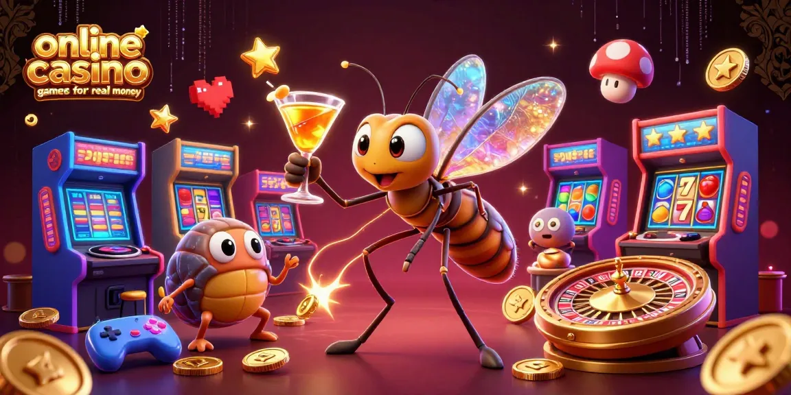 Experience thrilling online casino games for real money featuring a dynamic casino scene of lively characters.