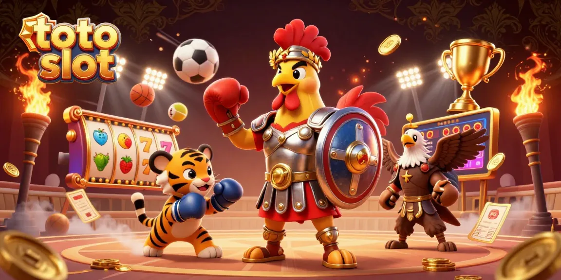 Menangkan jackpot dengan toto slot dari gambar gladiator dan elemen kasino yang megah.