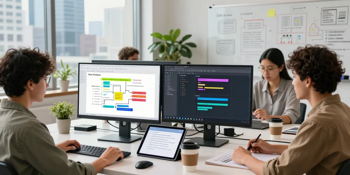Collaborative workspace showcasing diverse writers using an AI writing tool to enhance productivity and creativity.