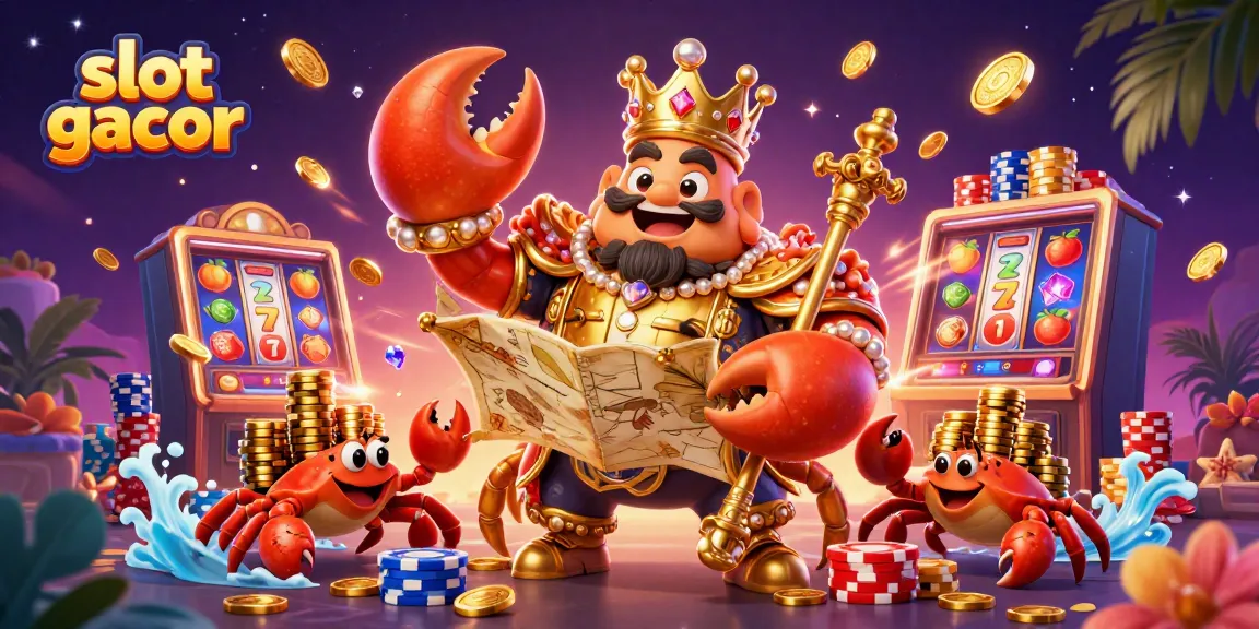 Menangkan hadiah menarik di slot gacor bersama krustasea emas yang membawa peta harta karun.