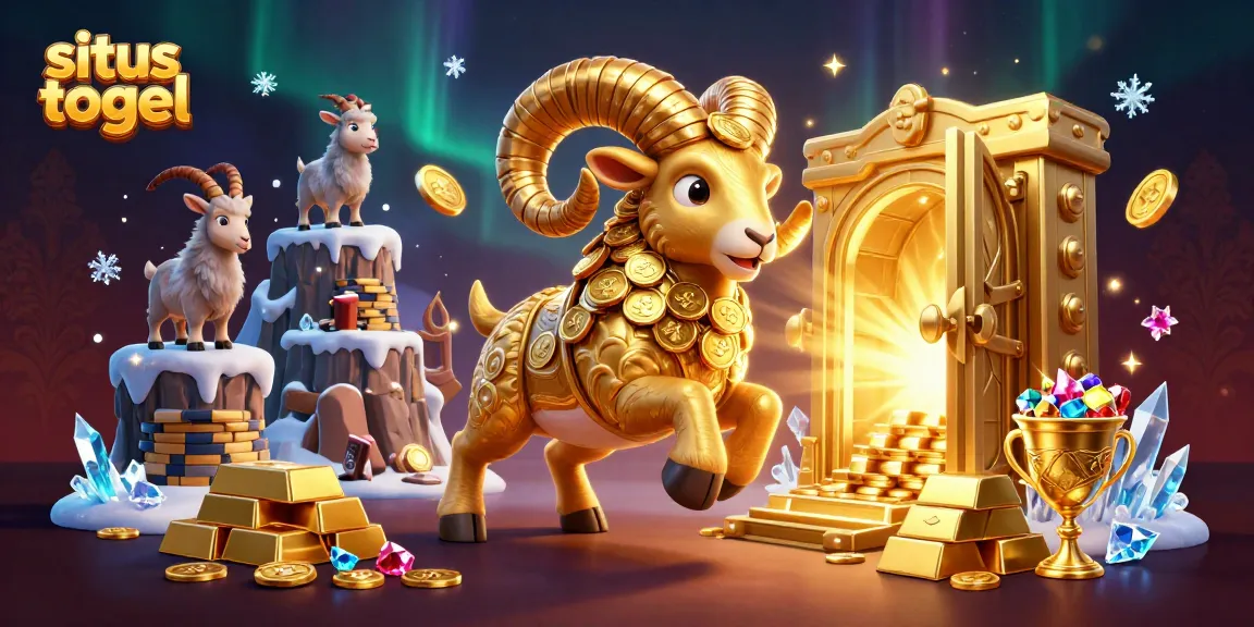 Situs togel menghadirkan ilustrasi singa emas berlari menuju gerbang, dikelilingi harta karun bermain.