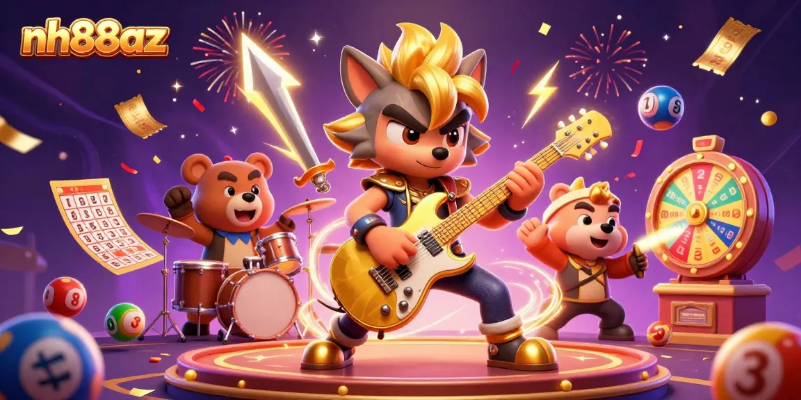 Experience the excitement of nh88az as the rock star wolf ignites the casino stage with vibrant gambling elements.